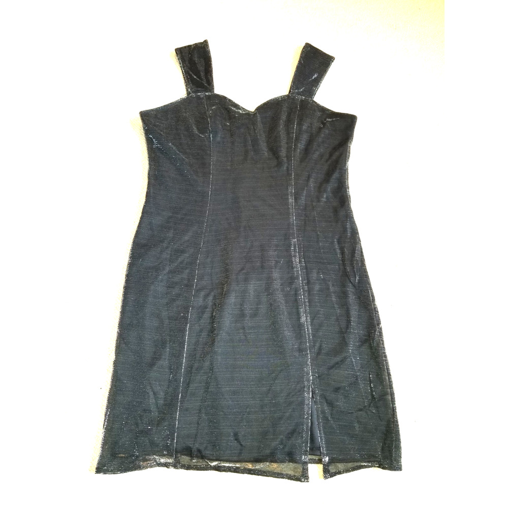 VINTAGE Y2K Womens Dress-COQUETA-USA-grey metallic knit lined sheath babydoll-16